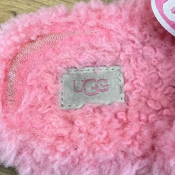 UGG Fluffita Slipper Slingback Womens 7 Pink Fur Fluffy Platforms - Picture 10 of 11